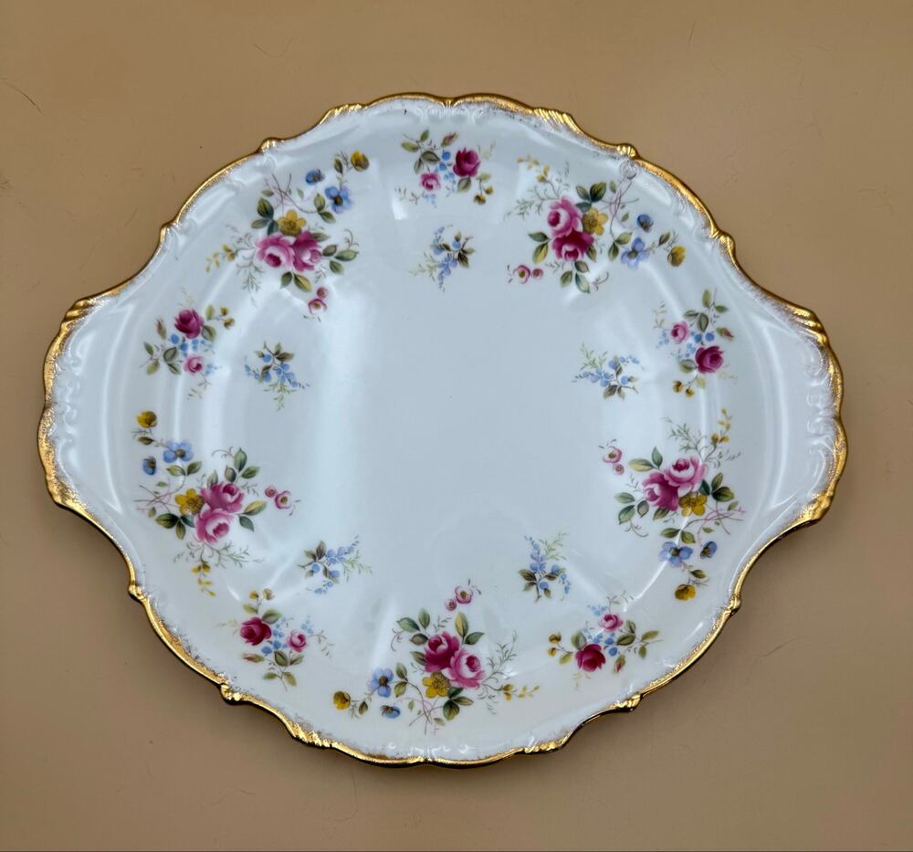 Royal Albert Tenderness 12” Oval Serving Platter Bone China Floral Gold Trim